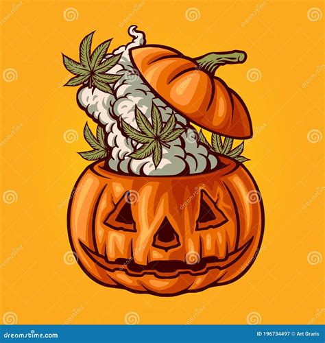 Halloween Head Pumpkin Weed Smoke Marijuana Stock Illustration - Illustration of candle ...