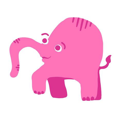 Pink elephant vector illustration in cartoon flat style isolated on ...