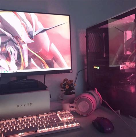 pc setup aesthetic | Gaming room setup, Gaming desk setup, Video game ...