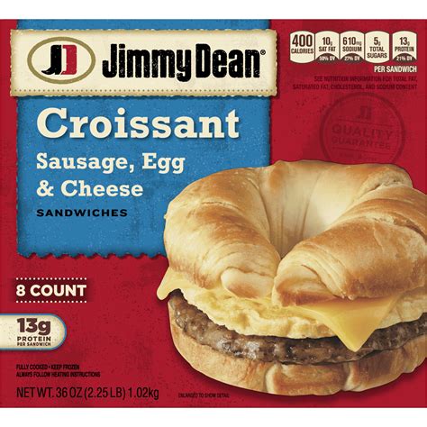 Jimmy Dean® Sausage, Egg & Cheese Croissant Sandwiches, 8 Count (Frozen) - Walmart.com - Walmart.com