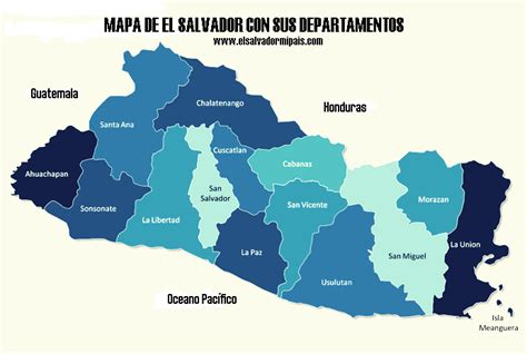 Mapa de El Salvador con sus departamentos - El Salvador mi país