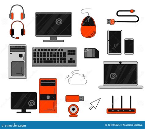 Set of Computer Accessories and Peripheral. Big Collection of Smart Computer Accessories ...