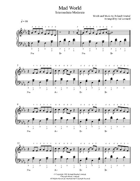 Mad World by Gary Jules Sheet Music & Lesson | Intermediate Level