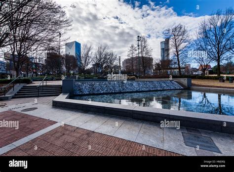 Centennial Olympic Park with Skyline in Atlanta, Georgia Stock Photo ...