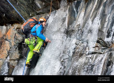 mountain ice wall climbing Stock Photo - Alamy