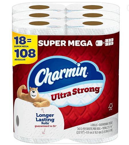 18-Count Charmin Super Mega Rolls Ultra Strong Toilet Paper ONLY $19.89 - Hunt4Freebies