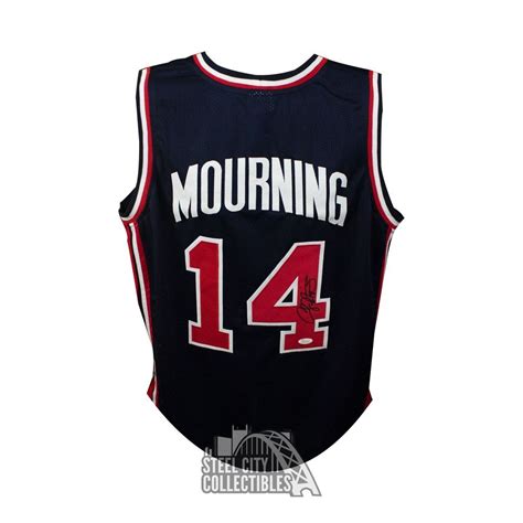 Alonzo Mourning Autographed USA Custom Navy Basketball Jersey - JSA COA | Steel City Collectibles