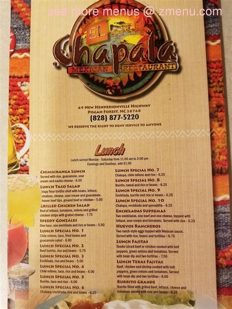 Online Menu of El Chapala Restaurant, Pisgah Forest, North Carolina ...