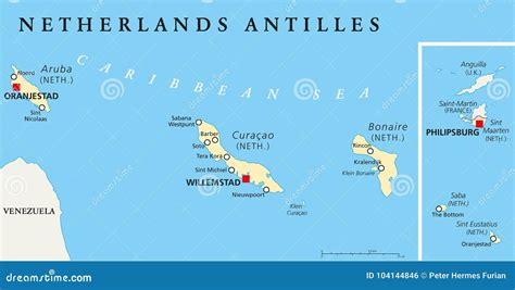 Netherlands Antilles Political Map Stock Vector - Illustration of ...