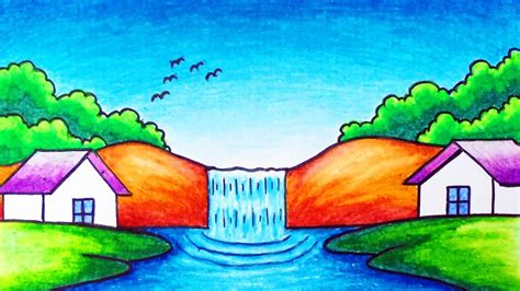 Simple Beautiful Waterfall Drawing : Make them smaller this time.