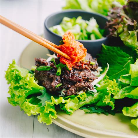 Korean Grilled Beef Lettuce Wraps Korean Bbq At Home, Korean Grill, Korean Food, Korean Beef ...