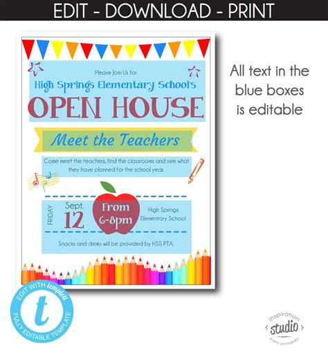 School Open House Flyer Back to School Flyer Template PTA - Etsy