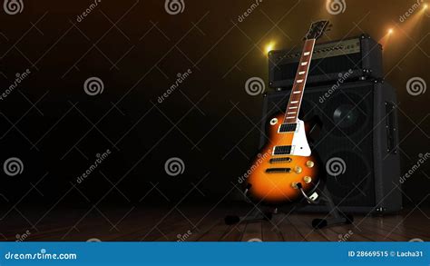 Electric Guitar with Amplifier Stock Illustration - Illustration of ...