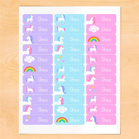 Unicorn Personalized Rectangle Kids Waterproof Labels - Art Appeel