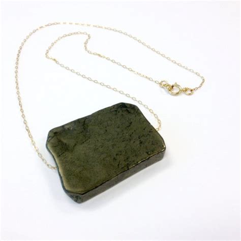 Pyrite Necklace Yellow Gold Jewelry Natural Gemstone - Etsy