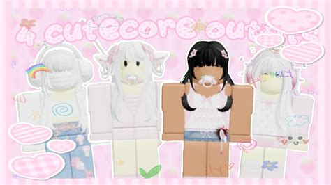 4 cutecore roblox outfits !! ♡♡ - YouTube