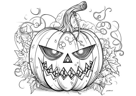 Spooky Halloween pumpkin - Halloween Coloring Pages for adults