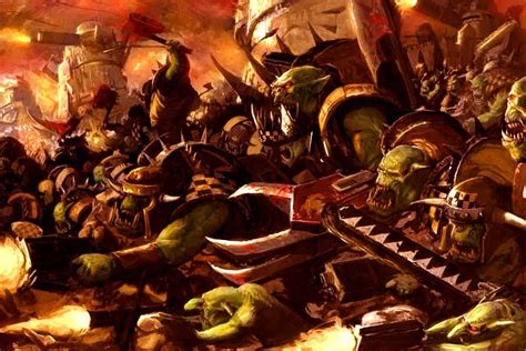 Ork battle force. (With a Stompa in the background.) | Warhammer 40k ...