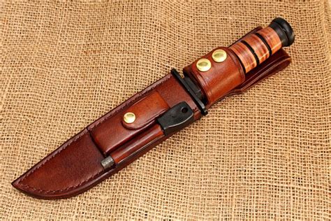 ka-bar leather sheath dc3 stone fire steel - Ivan Leather