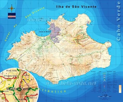 Hiking Map Sao Vicente 1:35000 - Cape Verde for Hikers, MTB riders, divers