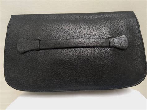 MULBERRY vintage 70s black leather clutch bag