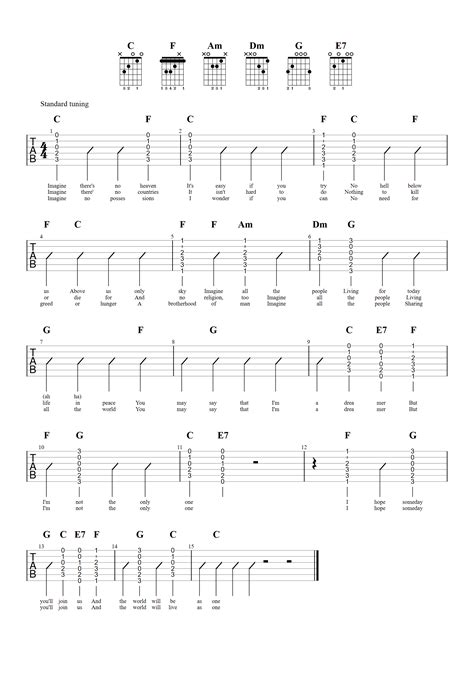 Imagine Beginner Guitar Chords Songs - YourGuitarGuide.com