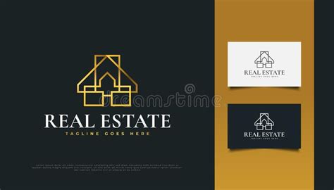 Luxury Gold Real Estate Logo Design with Line Style Stock Vector - Illustration of abstract ...