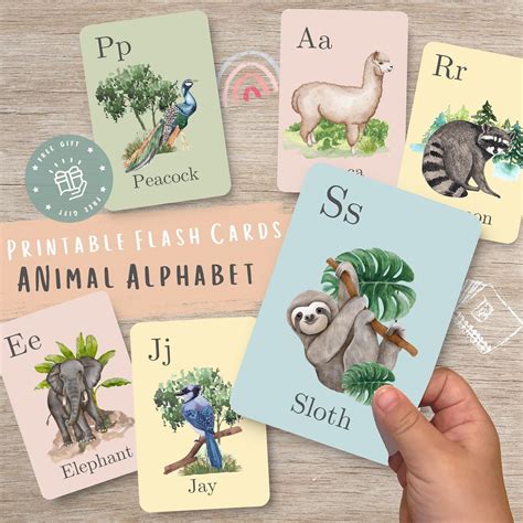 Animal Alphabet Flash Cards PRINTABLE Flash Cards ABC Abc - Etsy