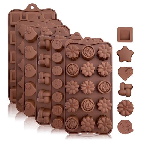 Gohope 6 Pieces Silicone Candy Gummy Molds Chocolate Molds Premium ...