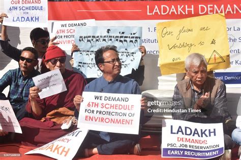 Ladakh educationist Sonam Wangchuk along with Protestors hold... News ...