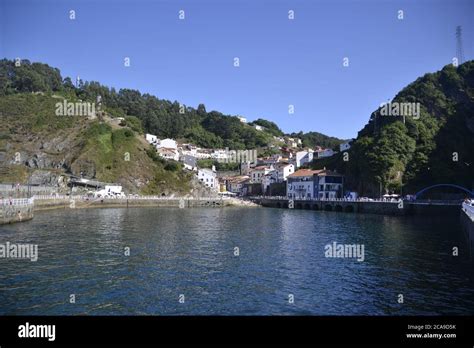 Navia beach, in Asturias next to the Cantabrian Sea and the river Stock ...