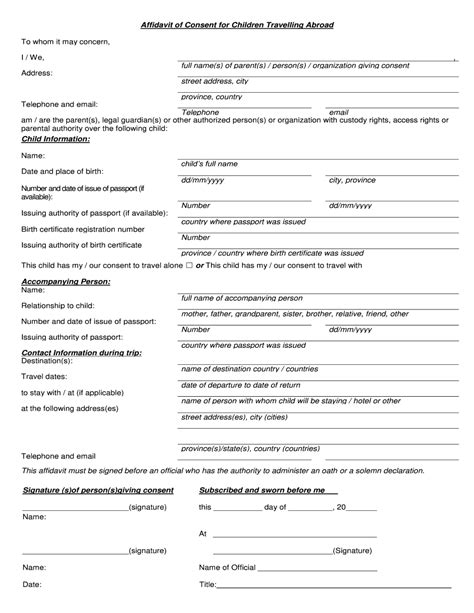 Child traveling with one parent consent form - Fill online, Printable ...