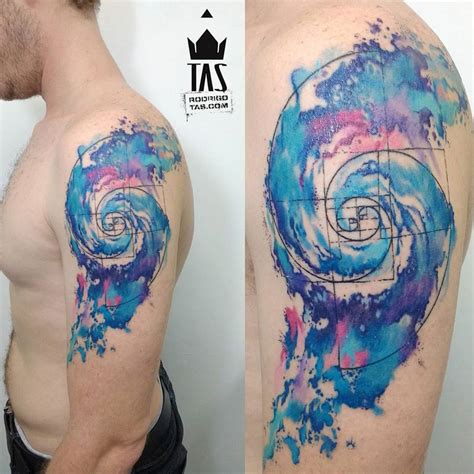 Watercolor Galaxy Spiral & Golden Ratio | Best tattoo design ideas