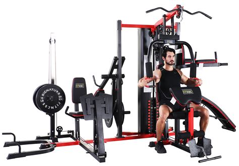 Fitvids LX950 Home Gym System Workout Station with 330 Lbs of Resistance, 122.5 Lbs Weight Stack ...