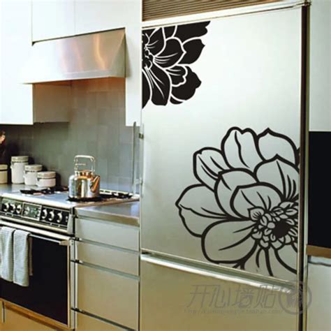 hot sale refrigerator kitchen cabinet decoration big flower wall sticker decorative pattern ...