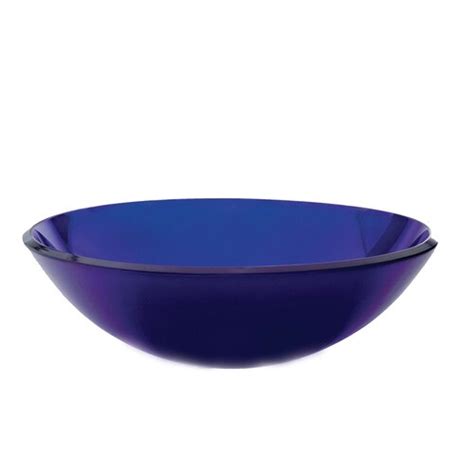 DECOLAV Translucence Cobalt Blue Glass Drop-In Round Bathroom Sink (17-in x 17-in) at Lowes.com