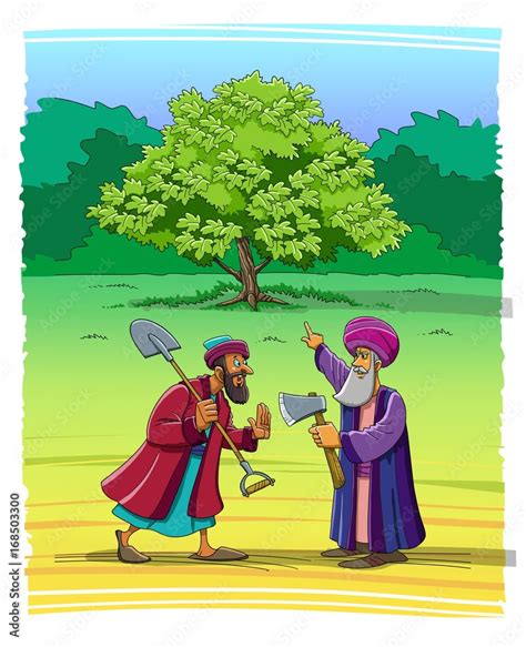 The parable of Jesus about the barren fig tree Stock Illustration ...