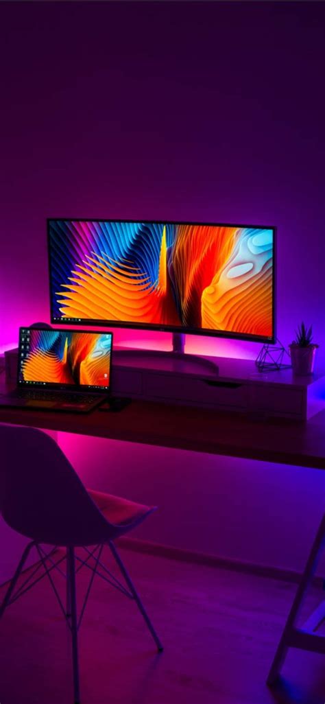 Download Iphone X Desk Background Computer Desk With A Purple Backdrop ...