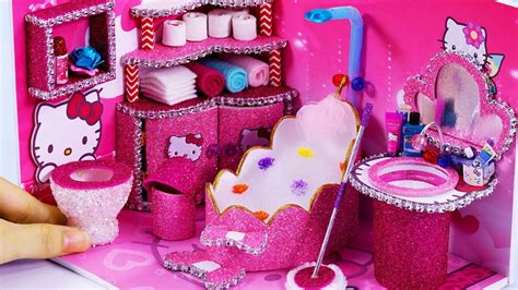 DIY Miniature Dollhouse Bathroom ~ Hello Kitty Room Decor #58