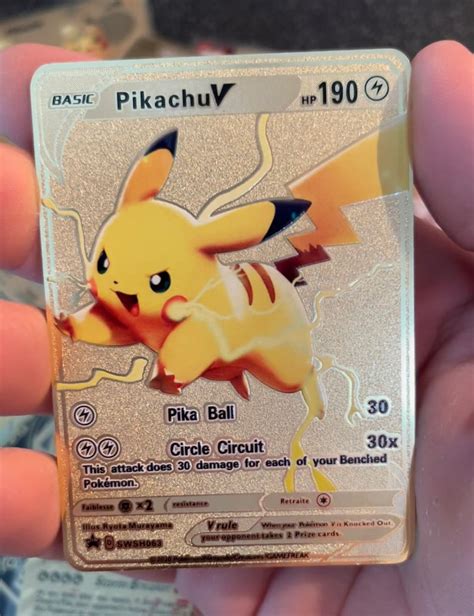 Gold Metal Pikachu Custom Pokemon Card Vmax Gx Ex Shiny Rare Charizard ...