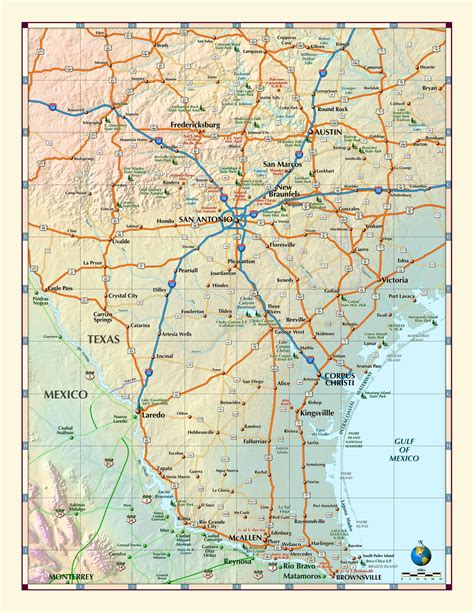 Southern Texas Wall Map | Maps.com.com