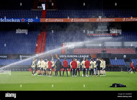 ROTTERDAM - Feyenoord's squad during training prior to the UEFA Europa ...