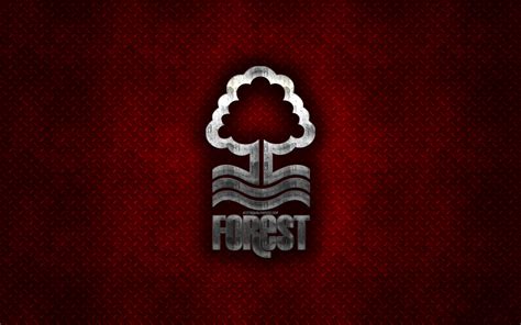 Download wallpapers Nottingham Forest FC, English football club, red metal texture, metal logo ...