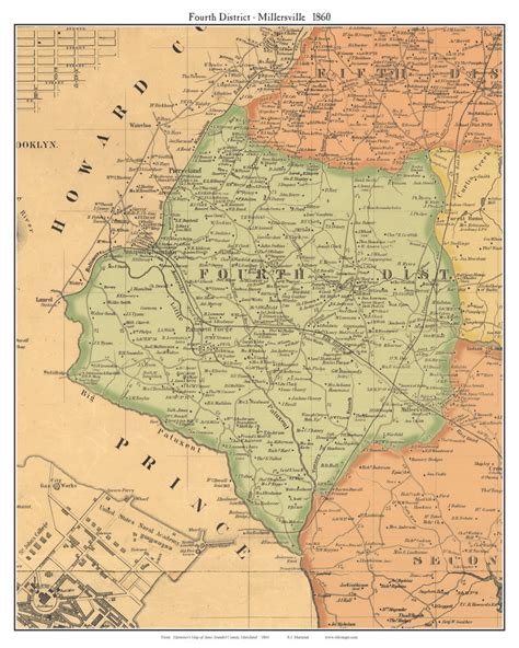 4th District, Millersville, Maryland 1860 Old Town Map Custom Print ...