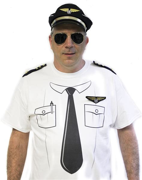 Instant Airline Pilot Costume Kit Includes Shirt, Hat, Glasses, Aviator ...