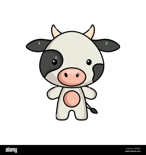 Cute cartoon cow logo template on white background. Mascot animal character design of album ...