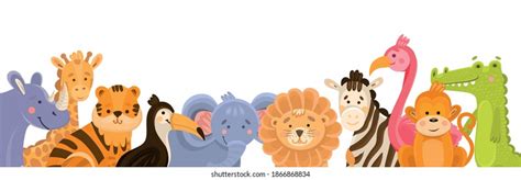 Illustration Various Jungle Animals Background Cartoon Stock Vector ...