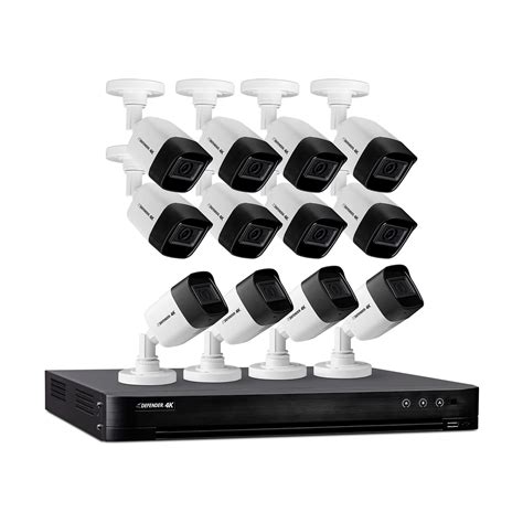 Defender (4k4T16B12) Ultra HD 4K (8MP) 4TB Wired Security Camera System with 12 Night Vision ...