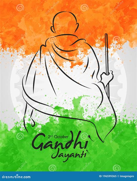 Vector Illustration of Happy Gandhi Jayanti. 2nd October, National Holiday in India. Stock ...