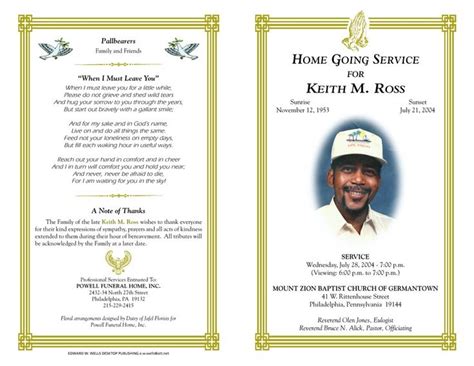 african american funeral program examples | A Funeral Program Instance